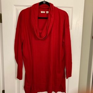 Flattering red cowl neck sweater